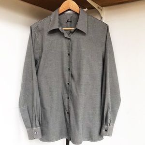 VTG Non-Iron Black & White Houndstooth Button Up